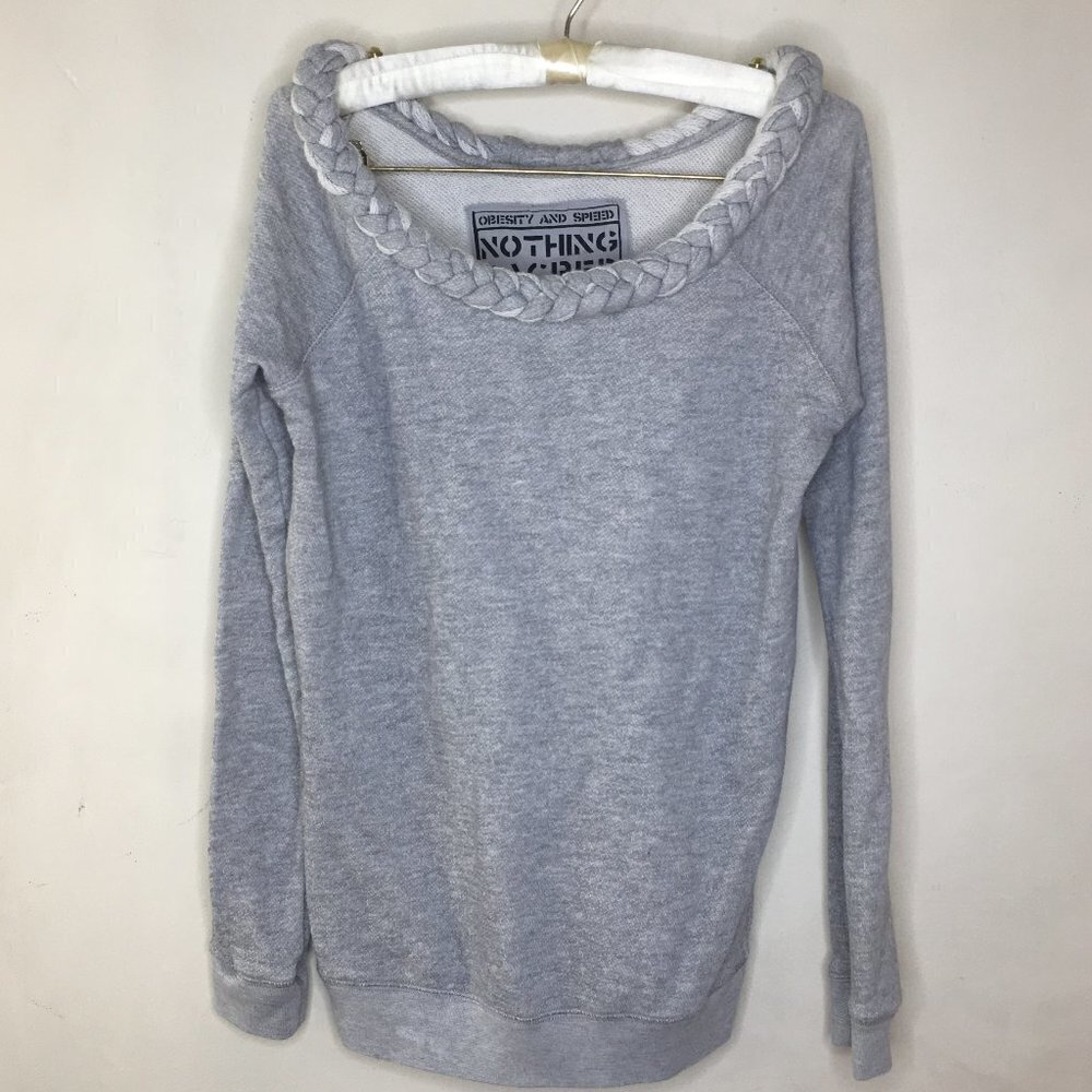 Nothing Sacred Braided Grey Sweatshirt Small